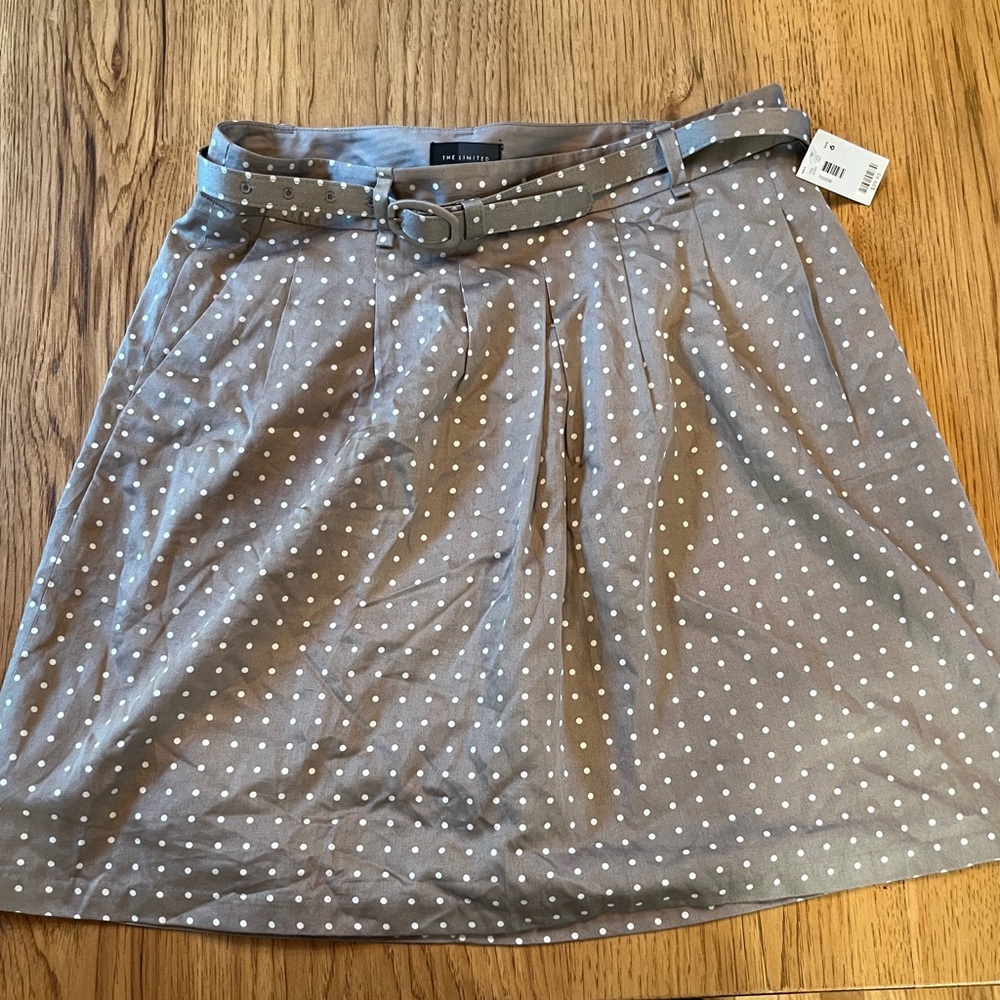 The Limited Taupe And White Polka Dot Mini Skirt Size 6